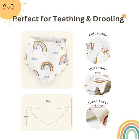 3-Layer Waterproof Baby Bibs, Absorbent Drool Bibs for Teething Babies, Adjustable Snaps – 8 Pack in Saudi Arabia