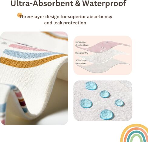 3-Layer Waterproof Baby Bibs, Absorbent Drool Bibs for Teething Babies, Adjustable Snaps – 8 Pack in Saudi Arabia