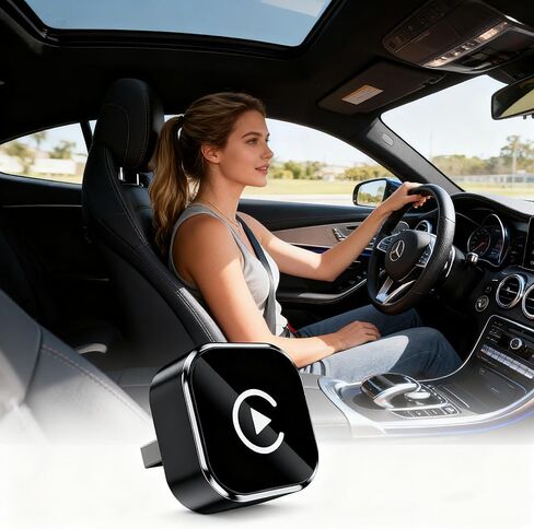 محول CYBERDRIVE اللاسلكي CarPlay لأجهزة iPhone وAndroid صغير الحجم (تحديث جديد)، التوصيل والتشغيل، اتصال سريع ومستقر، محول لاسلكي لـ CarPlay وAndroid مع منفذ USB/USB-C (حجم صغير) in Kuwait