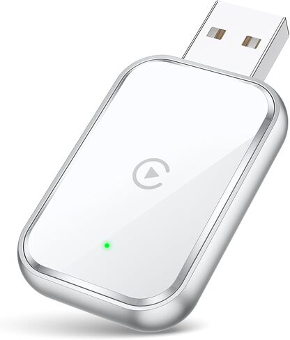 محول CarPlay لاسلكي لهواتف iPhone، تحويل سلكي إلى محول Apple CarPlay لاسلكي، حجم صغير مع كابل تمديد USB وUSB-C/Type-C، تحكم ثابت وبدون تأخير، أبيض in Kuwait