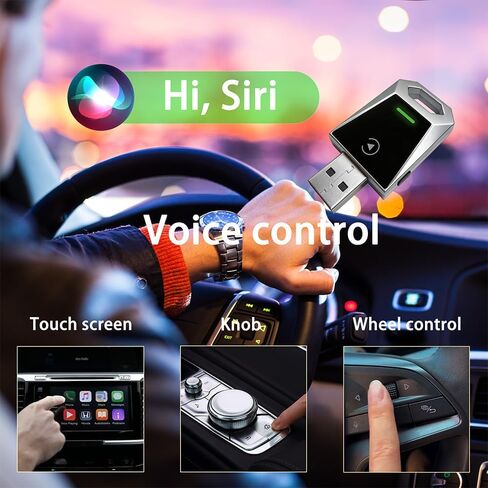Wireless CarPlay Adapter for Apple & Android, 2-in-1 Adapter Convert, Plug and Play, Stable Connection & No Latency with Function Buttons No Latency, Compatible USB A/C (Silver) in Saudi Arabia