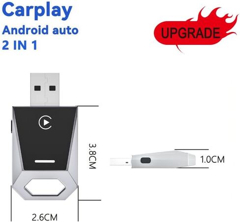 Wireless CarPlay Adapter for Apple & Android, 2-in-1 Adapter Convert, Plug and Play, Stable Connection & No Latency with Function Buttons No Latency, Compatible USB A/C (Silver) in Saudi Arabia