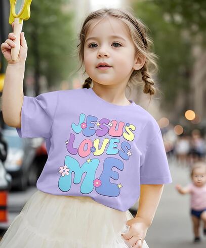 تي شيرت God is Good All The Time للفتيات، قمصان مسيحية للأطفال الصغار بأكمام قصيرة، قمصان برسومات دينية in Kuwait