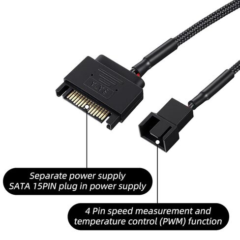 SATA to 3 Pin/4 Pin Fan Adapter, PMW 12V PC Case Fan Power Adapter Cable 15 Pin SATA to 12V PC Case Fans Splitter Extension Powers Cable Adapters SATAs Computer Cooler Cooling Fans Power Cables in Saudi Arabia