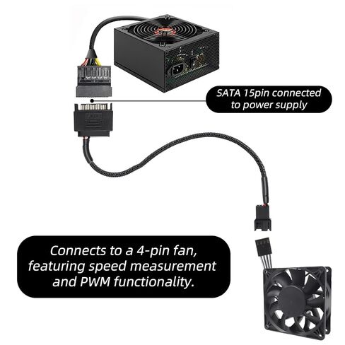 SATA to 3 Pin/4 Pin Fan Adapter, PMW 12V PC Case Fan Power Adapter Cable 15 Pin SATA to 12V PC Case Fans Splitter Extension Powers Cable Adapters SATAs Computer Cooler Cooling Fans Power Cables in Saudi Arabia