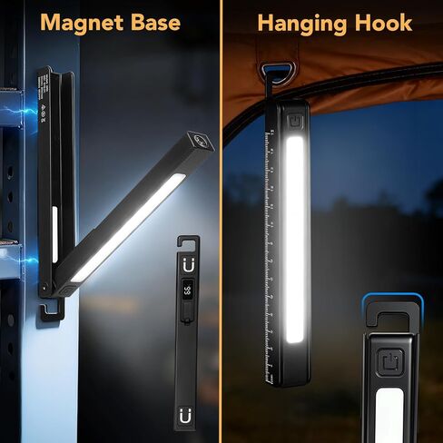 Rechargeable Work Light, LED Pen Work Light with 180° Rotate Foldable Design, Portable Work Lights Magnetic Back and Hook Work Flashlight for Car Repairing, 4 Lighting Modes, USB C Cable, Pack of 1 in Saudi Arabia