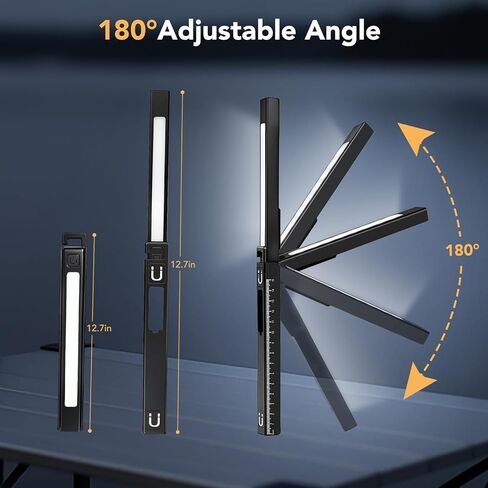 Rechargeable Work Light, LED Pen Work Light with 180° Rotate Foldable Design, Portable Work Lights Magnetic Back and Hook Work Flashlight for Car Repairing, 4 Lighting Modes, USB C Cable, Pack of 1 in Saudi Arabia