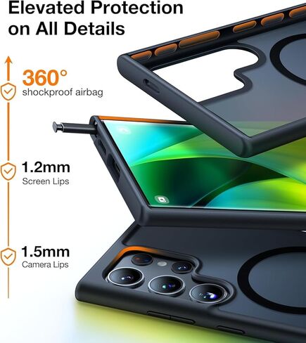 TORRAS for Samsung Galaxy S26 Ultra Case, [Military Grade Protection] [Fit for MagSafe] Shockproof Magnetic Translucent Classic Grippy DIY Button for Samsung S26 Ultra Case Slim, Black in Saudi Arabia