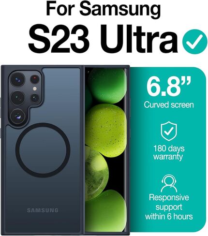 TORRAS for Samsung Galaxy S26 Ultra Case, [Military Grade Protection] [Fit for MagSafe] Shockproof Magnetic Translucent Classic Grippy DIY Button for Samsung S26 Ultra Case Slim, Black in Saudi Arabia