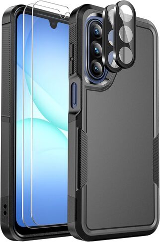 Ezanmull for Samsung Galaxy A17 5G Phone Case, [Military Grade Drop Protection] [Glass Screen Protector + Camera Lens Protector] Non-Slip Shockproof Case (Black) in Saudi Arabia