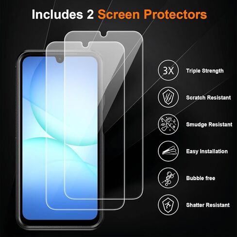 Ezanmull for Samsung Galaxy A17 5G Phone Case, [Military Grade Drop Protection] [Glass Screen Protector + Camera Lens Protector] Non-Slip Shockproof Case (Black) in Saudi Arabia