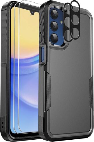 Ezanmull for Samsung Galaxy A17 5G Phone Case, [Military Grade Drop Protection] [Glass Screen Protector + Camera Lens Protector] Non-Slip Shockproof Case (Black) in Saudi Arabia