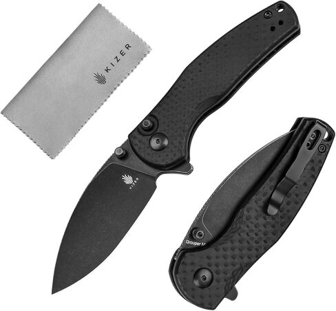 سكين جيب Kizer Mini Grouper قابل للطي، 3.16 بوصة D2 Blade G10 مقبض سكين تخييم قابل للطي، زر بطانة قفل EDC سكين مع مشبك جيب للرجال والنساء هدية، سكاكين الصيد والمشي لمسافات طويلة V3669A3 in Kuwait