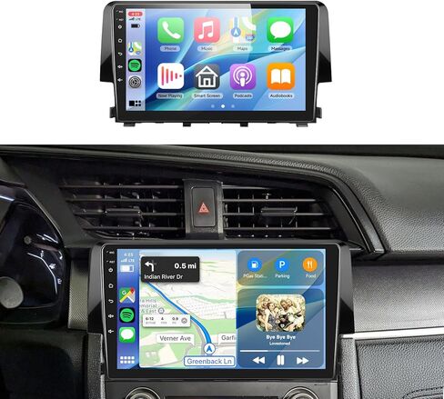 5Ghz Wifi 2G+64G لراديو Honda Civic 2016-2020، 【Android 15 Build-in DSP EQ】ستيريو سيارة مع 5.0 بلوتوث، Carplay Android Auto، شاشة لمس IPS 9 بوصة، كاميرا احتياطية IP69k، 26UIs، شريحة GPS، FM/RDS in Kuwait