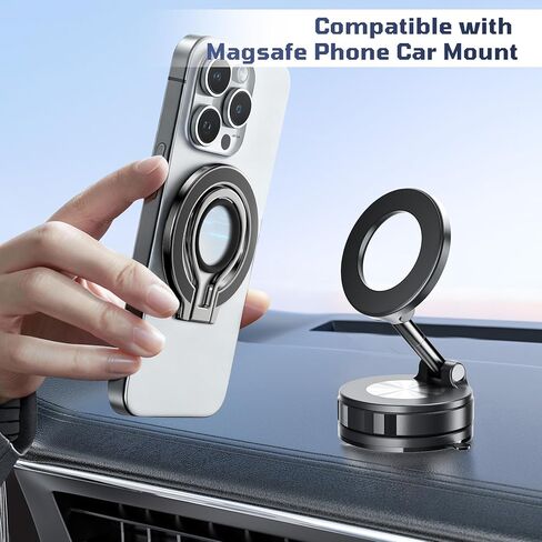 Slim Magnetic Phone Ring Holder for Magsafe, Lightweight Phone Finger Snap Grip Kickstand Accessories Compatible with iPhone Pixel, Portable Mini Phone Stand Works with Magnetic Car Mount in Saudi Arabia