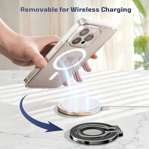 Slim Magnetic Phone Ring Holder for Magsafe, Lightweight Phone Finger Snap Grip Kickstand Accessories Compatible with iPhone Pixel, Portable Mini Phone Stand Works with Magnetic Car Mount in Saudi Arabia