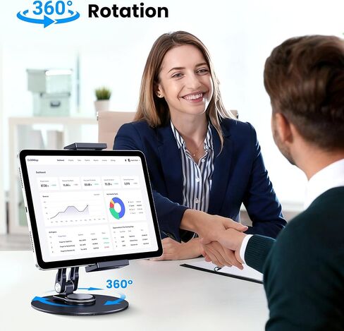 حامل تابلت لجهاز iPad، قابل للتعديل بقاعدة دوارة 360 درجة للمكتب، حامل تابلت دوار من الألومنيوم متوافق مع iPad Air، Mini، 10.2،9.7، Pro 11/13 والمزيد in Kuwait