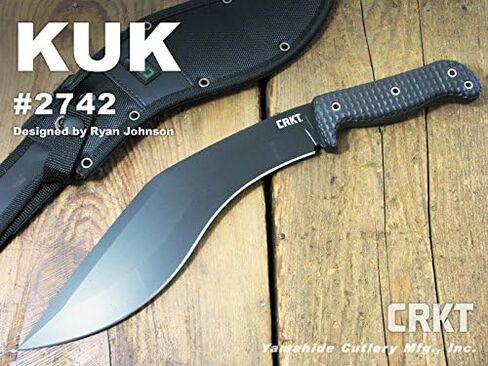 سكين الشفرة الثابتة CRKT KUK: سكين من الفولاذ الكربوني مع شفرة تانغ كوكري المنحنية بالكامل، ومقبض مصبوب بالحقن، وغمد بوليستر 2742 in Kuwait