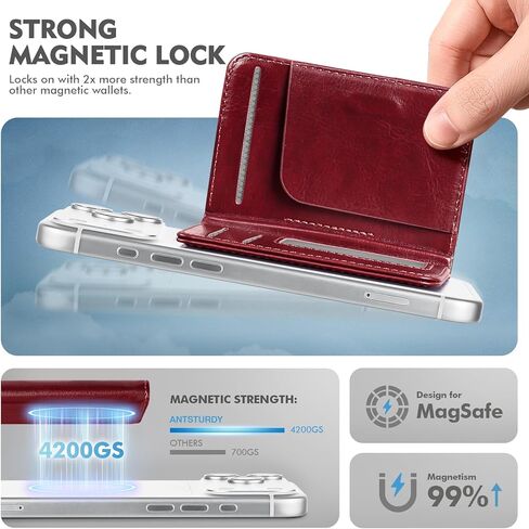 Antsturdy for Magsafe Wallet Stand with Holder,PU Leather RFID Blocking Card Holder,5 Card Slots,Strong Magnet Minimalist Flip Folio Kickstand for iPhone 17/16/15/14/13/12/Pro/Max/Plus/Air,White in Saudi Arabia