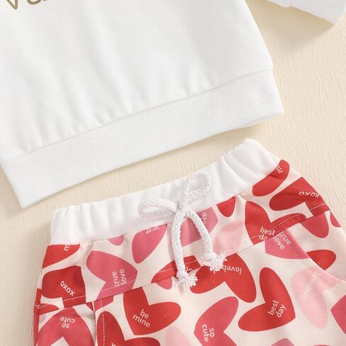 MAYUMMPY Baby Boy Girl Valentines Outfit Long Sleeve Heart Print Sweatshirt Sweatpants Toddler Sweatsuit Spring Clothes Set in Saudi Arabia