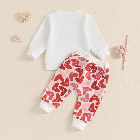 MAYUMMPY Baby Boy Girl Valentines Outfit Long Sleeve Heart Print Sweatshirt Sweatpants Toddler Sweatsuit Spring Clothes Set in Saudi Arabia