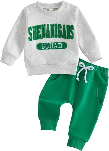 MAYUMMPY Baby Boy Girl Valentines Outfit Long Sleeve Heart Print Sweatshirt Sweatpants Toddler Sweatsuit Spring Clothes Set in Saudi Arabia