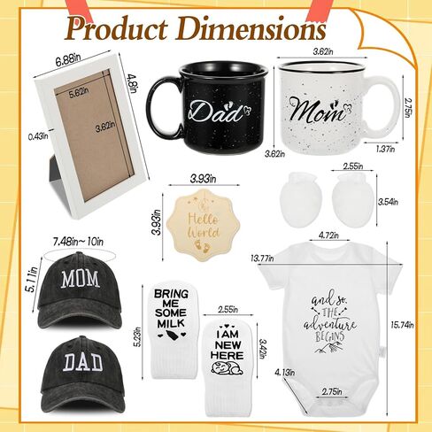 12 قطعة من هدايا الأم الجديدة، هدايا الآباء الجدد للأزواج، الكشف عن الجنس، توقع الآباء أن يكونوا حفل استقبال المولود الجديد، كوب الدب، عملة القرار، جوارب الطفل، مجموعة ملابس داخلية in Kuwait