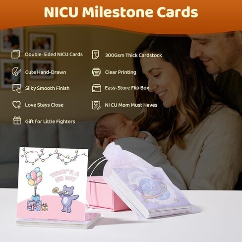 NICU Milestone Cards NICU Baby Essentials Gifts Card NICU Mom Must Haves Micro Preemie Celebrate for Coming Home Milestones Gifts Set（54PCS) in Saudi Arabia