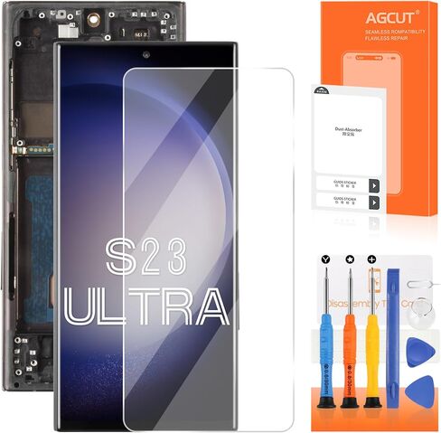 INCELL لهاتف Samsung Galaxy S23 Ultra شاشة بديلة لشاشة Samsung S23 Ultra LCD S918B SM-S918U LCD محول الأرقام شاشة تعمل باللمس أسود مع إطار (إصدار الولايات المتحدة، بدون بصمة) in Kuwait