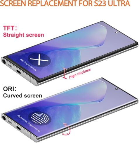 INCELL لهاتف Samsung Galaxy S23 Ultra شاشة بديلة لشاشة Samsung S23 Ultra LCD S918B SM-S918U LCD محول الأرقام شاشة تعمل باللمس أسود مع إطار (إصدار الولايات المتحدة، بدون بصمة) in Kuwait
