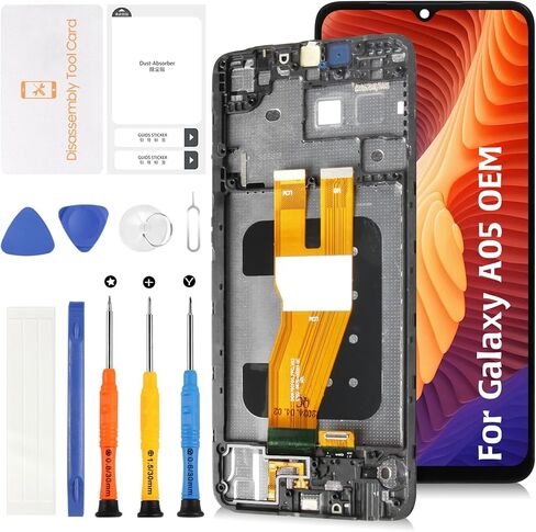 شاشة عرض LCD أصلية A05 A055F/A055M OEM + إطار أسود لهاتف Samsung Galaxy A05 A055F/M 6.7 بوصة شاشة LCD بديلة تعمل باللمس مجموعة محول رقمي in Saudi Arabia