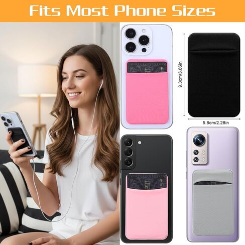 cobee 4 Pcs Phone Wallet Stick On, Wallet Sticker Back Of Phones Pink Card Holder, Wallets Key Holder Credit Flat Thin Phone Wallets Accessories Suitable For Most Smart Phones in Saudi Arabia