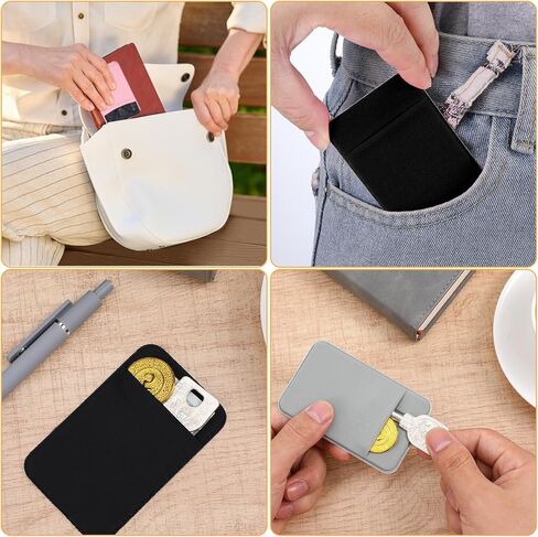 cobee 4 Pcs Phone Wallet Stick On, Wallet Sticker Back Of Phones Pink Card Holder, Wallets Key Holder Credit Flat Thin Phone Wallets Accessories Suitable For Most Smart Phones in Saudi Arabia