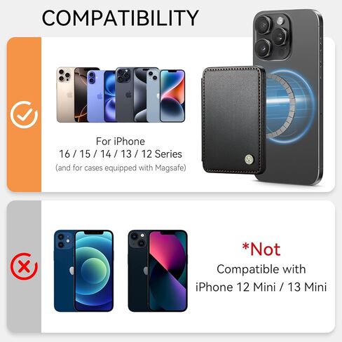 4 Cards Holder with Stand，RFID Blocking Leather，Strong Magnet Minimalist Phone Wallet for i Phone 12/13/14/15/16/17 Pro/Max/Plus Series(Black) in Saudi Arabia