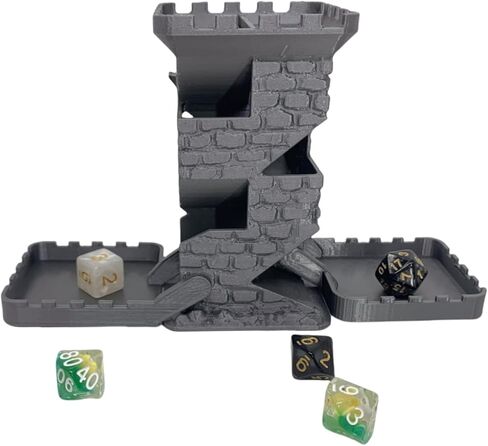 Castle Retro Black Dagger Dice Dice Tower RPG Tabletop Roleplaying Game Jail DND (Random 7PCS D20 Dice Set Included) Black&White in Kuwait