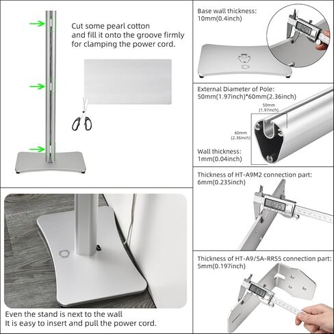 2 Pcs Speaker Stands for Sony BRAVIA Theater Quad 16-Speaker, for Sony HT-A9 Speaker, for Sony SA-RS5 Wireless Rear Speakers, Aluminum AlloyThickened and Stable, Hidden Wire Trough (Stand only) in Kuwait