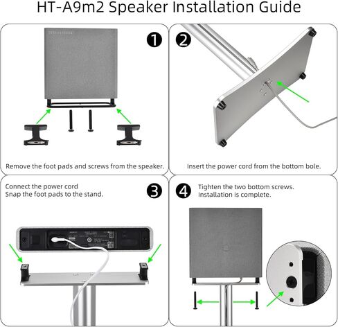 2 Pcs Speaker Stands for Sony BRAVIA Theater Quad 16-Speaker, for Sony HT-A9 Speaker, for Sony SA-RS5 Wireless Rear Speakers, Aluminum AlloyThickened and Stable, Hidden Wire Trough (Stand only) in Kuwait