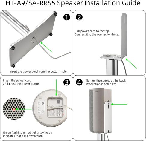 2 Pcs Speaker Stands for Sony BRAVIA Theater Quad 16-Speaker, for Sony HT-A9 Speaker, for Sony SA-RS5 Wireless Rear Speakers, Aluminum AlloyThickened and Stable, Hidden Wire Trough (Stand only) in Kuwait