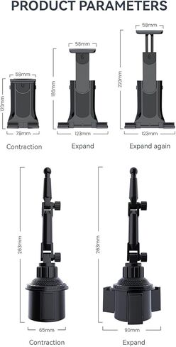 Cup Holder Car Tablet Mount for Truck, 360° Adjustable 15" Long 2-Arm Stand Holder for iPad Pro 12.9/11/10.5/9.7/Air/Mini 6/5/4, Samsung Galaxy Tab/Z Fold 6/5/4, iPhone 17/16/Pro, 4.7-12.9" Tab &Phone in Saudi Arabia