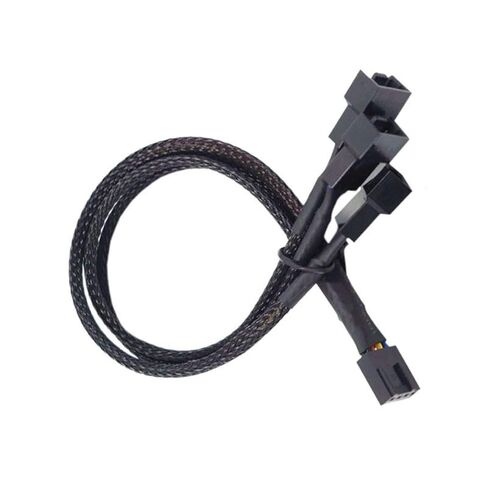 PC 4Pin مروحة محول الطاقة 1 إلى 2/3 الفاصل النايلون الأكمام حالة الكمبيوتر موصل كابل التحكم في درجة الحرارة in Kuwait