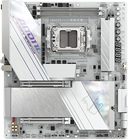 GIGABYTE X870 AORUS Tachyon Ice Motherboard - Supports AMD Ryzen 9000 CPUs, Digital 18+2+2 Phase VRM, up to 9600MHz DDR5 (OC), 1 x PCIe 5.0 + 2 x PCIe 4.0, Wi-Fi 7, 5 GbE LAN, USB 4 in Saudi Arabia