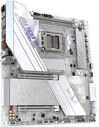 GIGABYTE X870 AORUS Tachyon Ice Motherboard - Supports AMD Ryzen 9000 CPUs, Digital 18+2+2 Phase VRM, up to 9600MHz DDR5 (OC), 1 x PCIe 5.0 + 2 x PCIe 4.0, Wi-Fi 7, 5 GbE LAN, USB 4 in Saudi Arabia