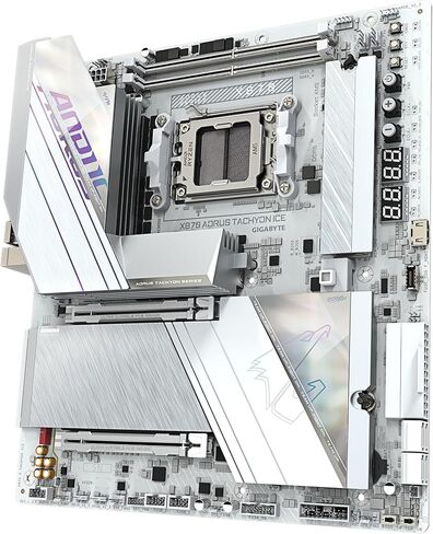 GIGABYTE X870 AORUS Tachyon Ice Motherboard - Supports AMD Ryzen 9000 CPUs, Digital 18+2+2 Phase VRM, up to 9600MHz DDR5 (OC), 1 x PCIe 5.0 + 2 x PCIe 4.0, Wi-Fi 7, 5 GbE LAN, USB 4 in Saudi Arabia