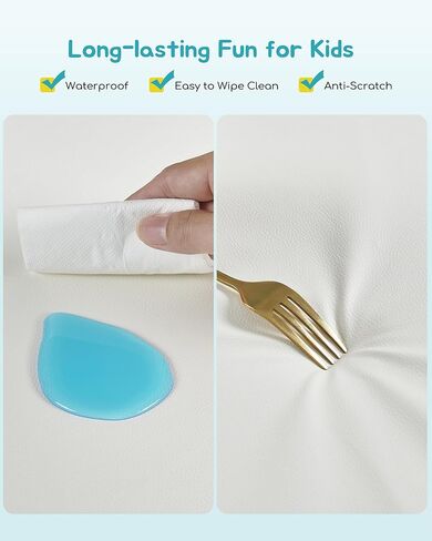 سجادة أطفال مستديرة مقاس 99.5 سم للأرضية، سجادة لعب إسفنجية بغطاء جلدي نباتي لا تسبب الحساسية لغرفة الأطفال، سهلة التنظيف بالمسح ومقاومة للماء، سجادة لعب سميكة للرضع والأطفال الصغار، تتضمن حزام تخزين واحد in Kuwait