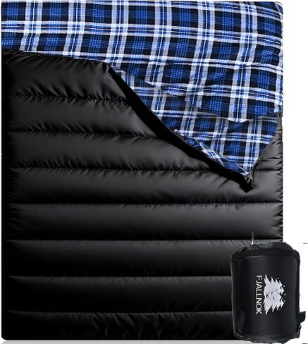 Double Sleeping Bag Cotton Flannel for Camping, Backpacking Or Hiking. Queen Size 2 Person Waterproof Sleeping Bag for Adults Or Teens. Lightweight with Compression Sack in Saudi Arabia