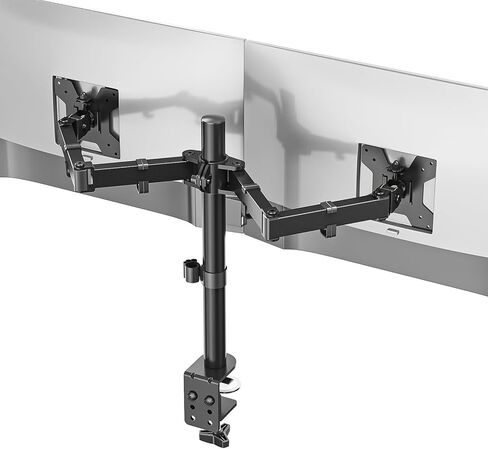 Free Standing Dual LCD Monitor Fully Adjustable Desk Mount Fits 2 Screens up to 27 inch, 22 lbs. Weight Capacity per Arm, with Grommet Base, Black in Saudi Arabia