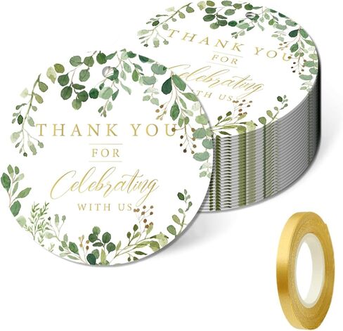 50PCS GOLD FOIL شكرًا لك على العلامات مع سلسلة ، علامات هدايا ثقب مسبقة مع سلسلة - مثالية لحفلات الزفاف ، استحمام الأطفال ، حفلات ، العطلات ، الذكرى السنوية ، الاحتفالات (2.36 "*2.16") in Kuwait
