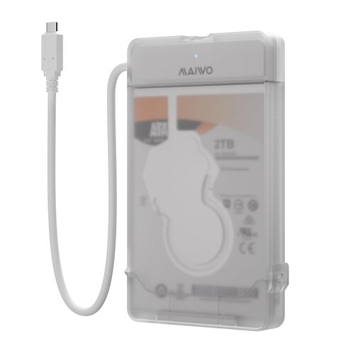 كابل MAIWO SATA إلى USB، محول SATA SSD/HDD إلى USB 3.0 مقاس 2.5 بوصة، حافظة تخزين محول قارئ القرص الصلب الخارجي لـ 2.5 بوصة sata I/II/III SSD/HDD، سعة 8 تيرابايت (USB-C، أبيض) in Kuwait
