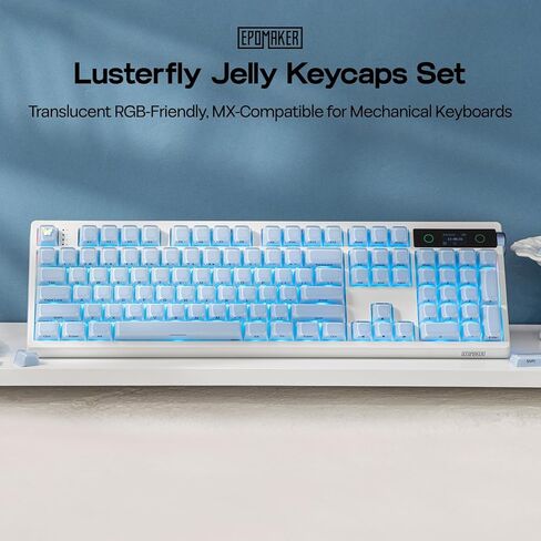 EPOMAKER Lusterfly Jelly Keycaps Set - 123 Keys Double-Shot Laser Engraved, MDA Profile, ABS+PC, Non-Shine-Through, MX-Compatible for 61/68/84/87/98/100/104-Key Mechanical Keyboard (Blue) in Saudi Arabia