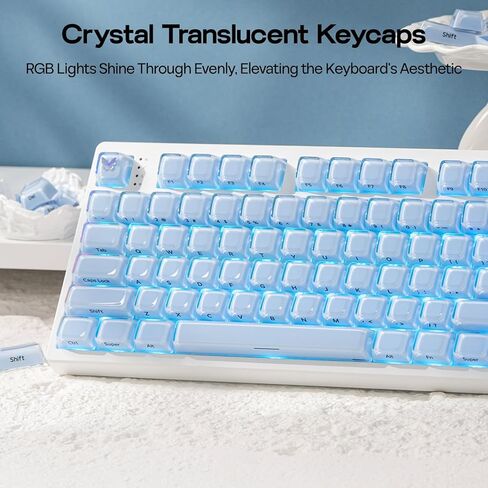 EPOMAKER Lusterfly Jelly Keycaps Set - 123 Keys Double-Shot Laser Engraved, MDA Profile, ABS+PC, Non-Shine-Through, MX-Compatible for 61/68/84/87/98/100/104-Key Mechanical Keyboard (Blue) in Saudi Arabia